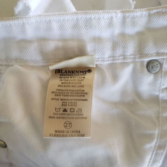 BLANKNYC The Barrow Vintage High Waist Eyelet Raw Hem Denim Shorts White Size 27 - Picture 12 of 13